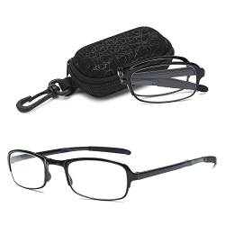 VEVESMUNDO Lesebrille Faltbare Klappbar Faltbrillen klappbrille Herren Damen Kleine Kompakte Brille mit dioptrien mit Hülle +1.0,+1.5,+2.0,+2.5,+3.0,+3.5,+4.0 von VEVESMUNDO