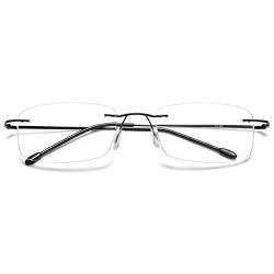 VEVESMUNDO Lesebrille Randlos Blaulichtfilter Titan Leicht Flexibel Modern Rahmenlos Lesehilfe Sehhilfe (1 Stück Schwarz, 1.5) von VEVESMUNDO