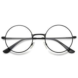 VEVESMUNDO Nickelbrille Lesebrille Runde Retro Klein Metall Lesehilfe Brille Für Herren Damen (Schwarz, 3.0) von VEVESMUNDO