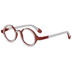 VEVESMUNDO Runde Lesebrille Blaulichtfilter Damen Herren Retro Vintage Design Nerdbrille Lesehilfe Sehhilfe Brille mit Stärke +1.0,+1.5,+2.0,+2.5,+3.0,+3.5,+4.0 (1 Stück Braun, 1.0) von VEVESMUNDO