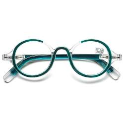 VEVESMUNDO Runde Lesebrille Blaulichtfilter Damen Herren Retro Vintage Design Nerdbrille Lesehilfe Sehhilfe Brille mit Stärke +1.0,+1.5,+2.0,+2.5,+3.0,+3.5,+4.0 (1 Stück Grün, 2.5) von VEVESMUNDO