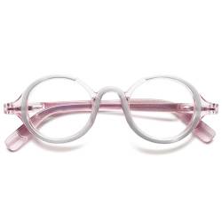 VEVESMUNDO Runde Lesebrille Blaulichtfilter Damen Herren Retro Vintage Design Nerdbrille Lesehilfe Sehhilfe Brille mit Stärke +1.0,+1.5,+2.0,+2.5,+3.0,+3.5,+4.0 (1 Stück Rosa, 2.5) von VEVESMUNDO