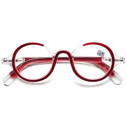 VEVESMUNDO Runde Lesebrille Blaulichtfilter Damen Herren Retro Vintage Design Nerdbrille Lesehilfe Sehhilfe Brille mit Stärke +1.0,+1.5,+2.0,+2.5,+3.0,+3.5,+4.0 (1 Stück Rot, 1.5) von VEVESMUNDO