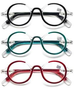 VEVESMUNDO Runde Lesebrille Blaulichtfilter Damen Herren Retro Vintage Design Nerdbrille Lesehilfe Sehhilfe Brille mit Stärke +1.0,+1.5,+2.0,+2.5,+3.0,+3.5,+4.0 (3 Stück Lesebrillen Set A, 1.0) von VEVESMUNDO