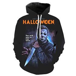 VEZ Kapuzenpullover 3D Doodle Horror Film Halloween Michael Myers Hatshirt Männer/Frauen Sweatshirt Herbst Langarm Pullover Lose Top Cosplay von VEZ