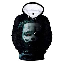 VEZ Kapuzenpullover 3D Doodle Horror Film Halloween Michael Myers Hatshirt Männer/Frauen Sweatshirt Herbst Langarm Pullover Lose Top Cosplay von VEZ