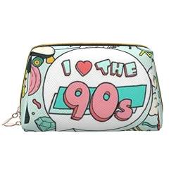 Avocado Fruit Printed Leather Makeup Bag for Women Girls - Portable Travel Cosmetic Organizer Toiletry Bag, I Love The 90s Illustration, Einheitsgröße von VGFJHNDF