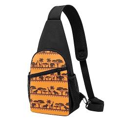 Bier-Schultertasche, Crossbody-Rucksack, Brusttasche für Männer und Frauen, verstellbare linke und rechte Schulter, Wandern, lässiger Tagesrucksack, Afrikanische Tiere, Einheitsgröße von VGFJHNDF