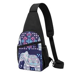 Bier-Schultertasche, Crossbody-Rucksack, Brusttasche für Männer und Frauen, verstellbare linke und rechte Schulter, Wandern, lässiger Tagesrucksack, Lila Elefant, Einheitsgröße von VGFJHNDF