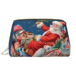 Cartoon Vogel Gedruckt Leder Make-up Tasche für Frauen Mädchen - Tragbare Reise Kosmetik Organizer Kulturbeutel, weihnachtsmotiv, Einheitsgröße von VGFJHNDF