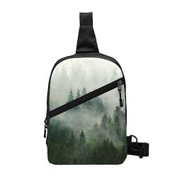 Cow Spot Sling Bag Faltbarer Crossbody Rucksack Brustrucksack für Männer Frauen, verstellbare linke und rechte Schulter Sport Casual Tagesrucksack, Grüne Baumlandschaft, Einheitsgröße von VGFJHNDF