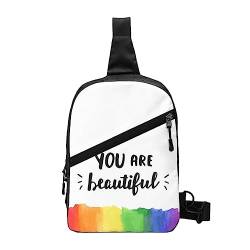 Cow Spot Sling Bag Faltbarer Crossbody Rucksack Brustrucksack für Männer Frauen, verstellbare linke und rechte Schulter Sport Casual Tagesrucksack, You Are Beautiful, Einheitsgröße von VGFJHNDF