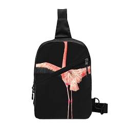 Flamingo Sling Bag Faltbarer Crossbody Rucksack Brustrucksack für Männer Frauen, verstellbare linke und rechte Schulter, Sport, lässiger Tagesrucksack von VGFJHNDF