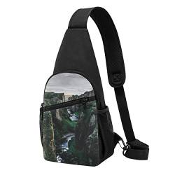 Happy Fathers Day to The Best Dad Sling Bag Crossbody Rucksack Brustrucksack für Männer und Frauen, verstellbare linke und rechte Schulter, Wandern, lässiger Tagesrucksack, Canyon Cliff Moss, Einheitsgröße von VGFJHNDF