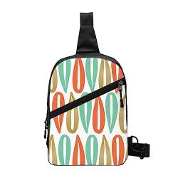 Navaho Style Sling Bag Faltbarer Crossbody Rucksack Brustrucksack für Männer Frauen Verstellbare Linke und Rechte Schulter Sport Casual Daypack, Moderner Stil aus der Mitte des Jahrhunderts, Einheitsgröße von VGFJHNDF