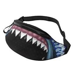 Niedliche Waschbär-Sport-Hüfttasche mit Reißverschluss und Kopfhörerloch, Laufgürteltasche mit verstellbarem Gürtel für Männer und Frauen, Hai-Teech, Einheitsgröße von VGFJHNDF