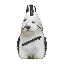 Oodles of Poodles Sling Bag Travel Crossbody Backpack Chest Pack for Men Women, Adjustable Left and Right Shoulders Hiking Casual Daypack, Bichon Frisé Hund, Einheitsgröße von VGFJHNDF