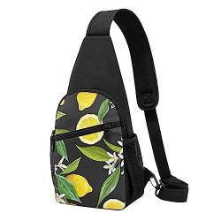 Poppy Flowers Sling Bag Crossbody Rucksack Brustrucksack für Männer Frauen, verstellbare linke und rechte Schulter, Wandern, lässiger Tagesrucksack, Zitrusfrüchte-Muster., Einheitsgröße von VGFJHNDF