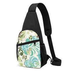 Red Birds Fauna Wild Sling Bag Crossbody Rucksack Brustrucksack für Männer Frauen, verstellbare linke und rechte Schulter, Wandern, lässiger Tagesrucksack, Grün/Blumen, Einheitsgröße von VGFJHNDF