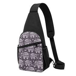 Schlafsack Sushi Sling Bag Crossbody Rucksack Brustrucksack für Herren Frauen, verstellbare linke und rechte Schulter Wandern Freizeit Tagesrucksack, Cartoon Niedlicher Elefant, Einheitsgröße von VGFJHNDF