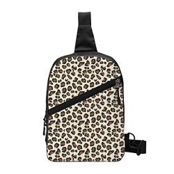 Schwarzer Marmor-Schultertasche, faltbarer Crossbody-Rucksack, Brusttasche für Männer und Frauen, verstellbare linke und rechte Schulter, Sport, lässiger Tagesrucksack, leopardenmuster, Einheitsgröße von VGFJHNDF