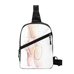 Taekwondo Design Sling Bag Faltbarer Crossbody Rucksack Brustrucksack für Männer Frauen Verstellbare Linke und Rechte Schulter Sport Casual Daypack, Ballettschuhe, Einheitsgröße von VGFJHNDF