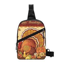 Thanksgiving Garten Sling Bag Faltbarer Crossbody Rucksack Brustrucksack für Männer Frauen, Verstellbare linke und rechte Schulter Sport Casual Daypack, Erntedankfest Garten, Einheitsgröße von VGFJHNDF