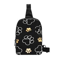 Twister Polka Dots Sling Bag Faltbarer Crossbody Rucksack Brustrucksack für Männer Frauen Verstellbare Linke und Rechte Schulter Sport Casual Daypack, Hundepfotenmotiv, Einheitsgröße von VGFJHNDF