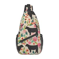 Twister Polka Dots Sling Bag Travel Crossbody Rucksack Brusttasche für Männer Frauen, verstellbare linke und rechte Schultern, Wandern, Casual Daypack, Pink Flower Show Steer Cows Rinder, Einheitsgröße von VGFJHNDF