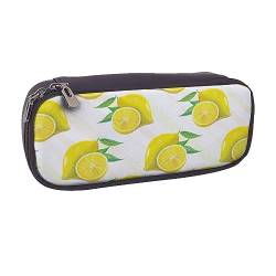 VGFJHNDF Federmäppchen aus Leder mit farbigem Ananas, für Schule, Schule, Büro, Make-up-Tasche, Organizer für Männer, Frauen, Mädchen, Jungen, Gelbe Zitrone., Einheitsgröße, Make-up-Tasche von VGFJHNDF