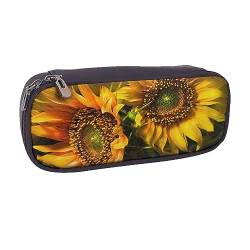 VGFJHNDF Federmappe aus Leder mit roten Rosen, für Schule, Schule, Büro, Make-up, Organizer für Männer, Frauen, Mädchen, Jungen, Orange Sunflower Tapete, Einheitsgröße, Make-up-Tasche von VGFJHNDF