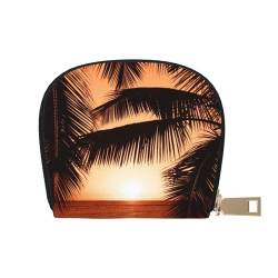 VGFJHNDF Klassische Geldbörse aus Leder mit Adlermotiv und Kartenhalter – stilvolles Geschenk für Damen und Herren, Dusk Tropical Beach Palm, Einheitsgröße von VGFJHNDF