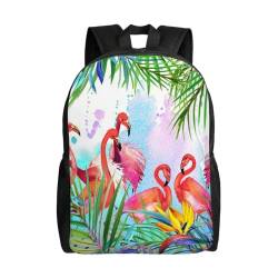 VGFJHNDF Rucksack mit Flamingo-Motiv, bedruckt, 15 Zoll (38,1 cm), Laptop-Rucksack für Männer und Frauen – stilvolle und langlebige Schultasche, perfekt für Jungen und Mädchen, Bemalter Flamingo, One von VGFJHNDF
