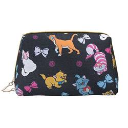 Weihnachten Winter Landschaft Hirsch Gedruckt Leder Make-up Tasche für Frauen Mädchen - Tragbare Reise Kosmetik Organizer Kulturbeutel, Cartoon Katze, Einheitsgröße von VGFJHNDF