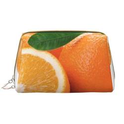 Weihnachten Winter Landschaft Hirsch Gedruckt Leder Make-up Tasche für Frauen Mädchen - Tragbare Reise Kosmetik Organizer Kulturbeutel, Orange, Einheitsgröße von VGFJHNDF