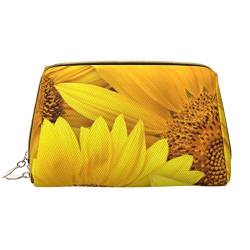 Weihnachten Winter Landschaft Hirsch Gedruckt Leder Make-up Tasche für Frauen Mädchen - Tragbare Reise Kosmetik Organizer Kulturbeutel, Sonnenblumen, gelbe Blumen, Einheitsgröße von VGFJHNDF