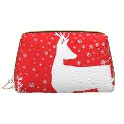 Weihnachten Winter Landschaft Hirsch Gedruckt Leder Make-up Tasche für Frauen Mädchen - Tragbare Reise Kosmetik Organizer Kulturbeutel, Weihnachten Winter Landschaft Hirsch, Einheitsgröße von VGFJHNDF