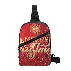 Weiße Hundeschultertasche, faltbarer Crossbody-Rucksack, Brusttasche für Männer und Frauen, verstellbare linke und rechte Schulter, Sport, lässiger Tagesrucksack, Merry Christmas Too, Einheitsgröße von VGFJHNDF