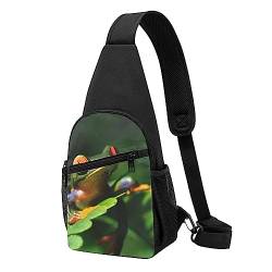 Wimpern-Schultertasche, Crossbody-Rucksack, Brusttasche für Männer und Frauen, verstellbare linke und rechte Schulter, Wandern, lässiger Tagesrucksack, Friedensfroschbaum, Einheitsgröße von VGFJHNDF