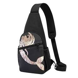 Wimpern-Schultertasche, Crossbody-Rucksack, Brusttasche für Männer und Frauen, verstellbare linke und rechte Schulter, Wandern, lässiger Tagesrucksack, Schwarz Meerjungfrau, Einheitsgröße von VGFJHNDF