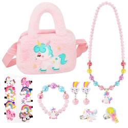 VGMANNTA Einhorn Geschenke für Mädchen Einhorn Spielzeug Geschenk Mädchen 5 Jahre Geburtstagsgeschenk Handtasche Mädchen Unicorn Kinder Schmuckset Mädchen Kinderschmuck Prinzessin Spielzeug-Rosa von VGMANNTA