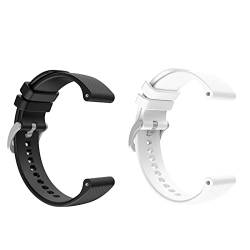 VGOL 2 Stück 20 mm Uhrenarmband Silikon Armbanduhr Verstellbares Ersatzband Smartwatch Armband Kompatibel mit Garmin Venu Sq/Venu Vivomove3 Forerunner 245/645, 20 mm, Silikon von VGOL