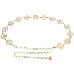 VGOL Taillengürtel Legierungsketten Rosen Kette Gürtel Dekorative Taille Kleidergürtel Verstellbare Taillenkette Gürtel Bekleidungszubehör für Frauen Dame Mädchen 60~105 Cm Gold von VGOL