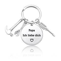 VGWON Papa Schlüsselanhänger Geschenkset, Vatertagsgeschenk, Lasergravierter Schlüsselanhänger aus Edelstahl, Weihnachts und Geburtstagsgeschenke für Papa von VGWON