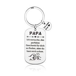 VGWON Papa Schlüsselanhänger Geschenkset, Vatertagsgeschenk, Lasergravierter Schlüsselanhänger aus Edelstahl, Weihnachts und Geburtstagsgeschenke für Papa von VGWON