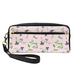 Blumenglocken-Aquarell-Rosa, Make-up-Tasche, Kosmetiktasche, tragbare Reise-Kulturtasche, Leder-Federmäppchen für Frauen und Mädchen von VHPNWJOB