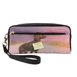 Dackelhunde mit Bretthunden Brauner Dackel, Make-up-Tasche, Kosmetiktasche, tragbare Reise-Kulturtasche, Leder-Federmäppchen für Frauen und Mädchen von VHPNWJOB
