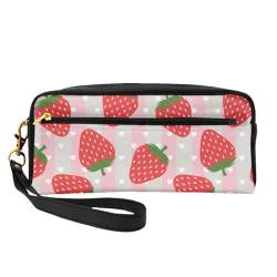 Erdbeere, Make-up-Tasche, Kosmetiktasche, tragbare Reise-Kulturtasche, Leder-Federmäppchen für Frauen und Mädchen von VHPNWJOB