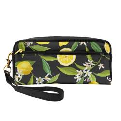 Frucht-Zitronen-Muster, Make-up-Tasche, Kosmetiktasche, tragbare Reise-Kulturtasche, Leder-Federmäppchen für Frauen und Mädchen von VHPNWJOB