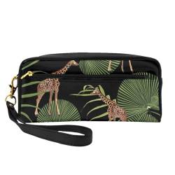 Giraffenwald, Make-up-Tasche, Kosmetiktasche, tragbare Reise-Kulturtasche, Leder-Federmäppchen für Frauen und Mädchen von VHPNWJOB